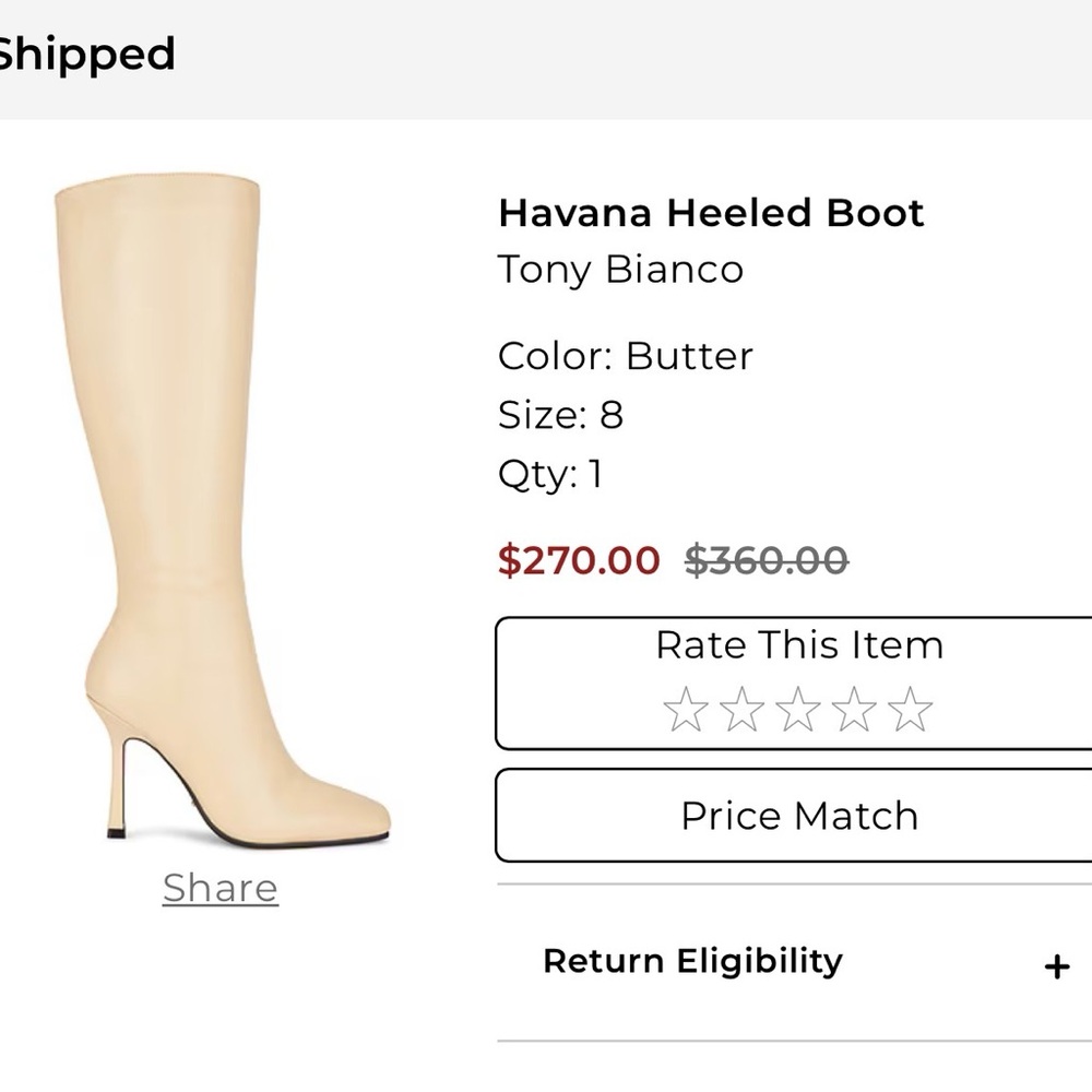 Tony Bianco Cream Havana Heeled Boots - Picture 9 of 10